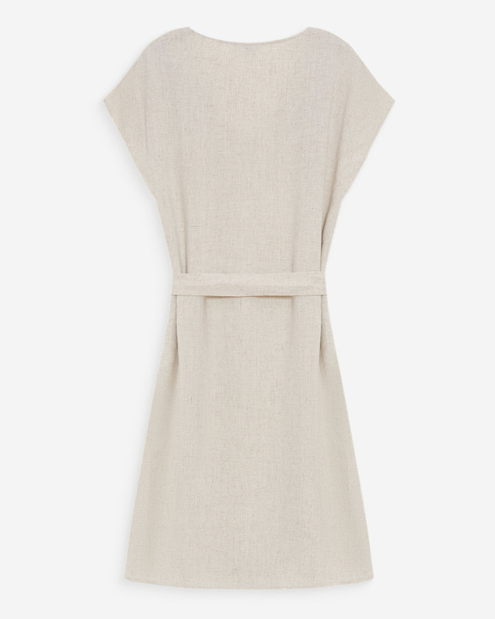 Robe courte fluide col V manches courtes sable Marilou