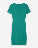 Robe courte ajustée en maille à col V vert Valeriane