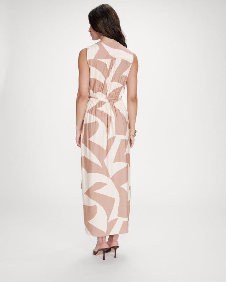 Robe portefeuille imprimé géométrique mocha Velline