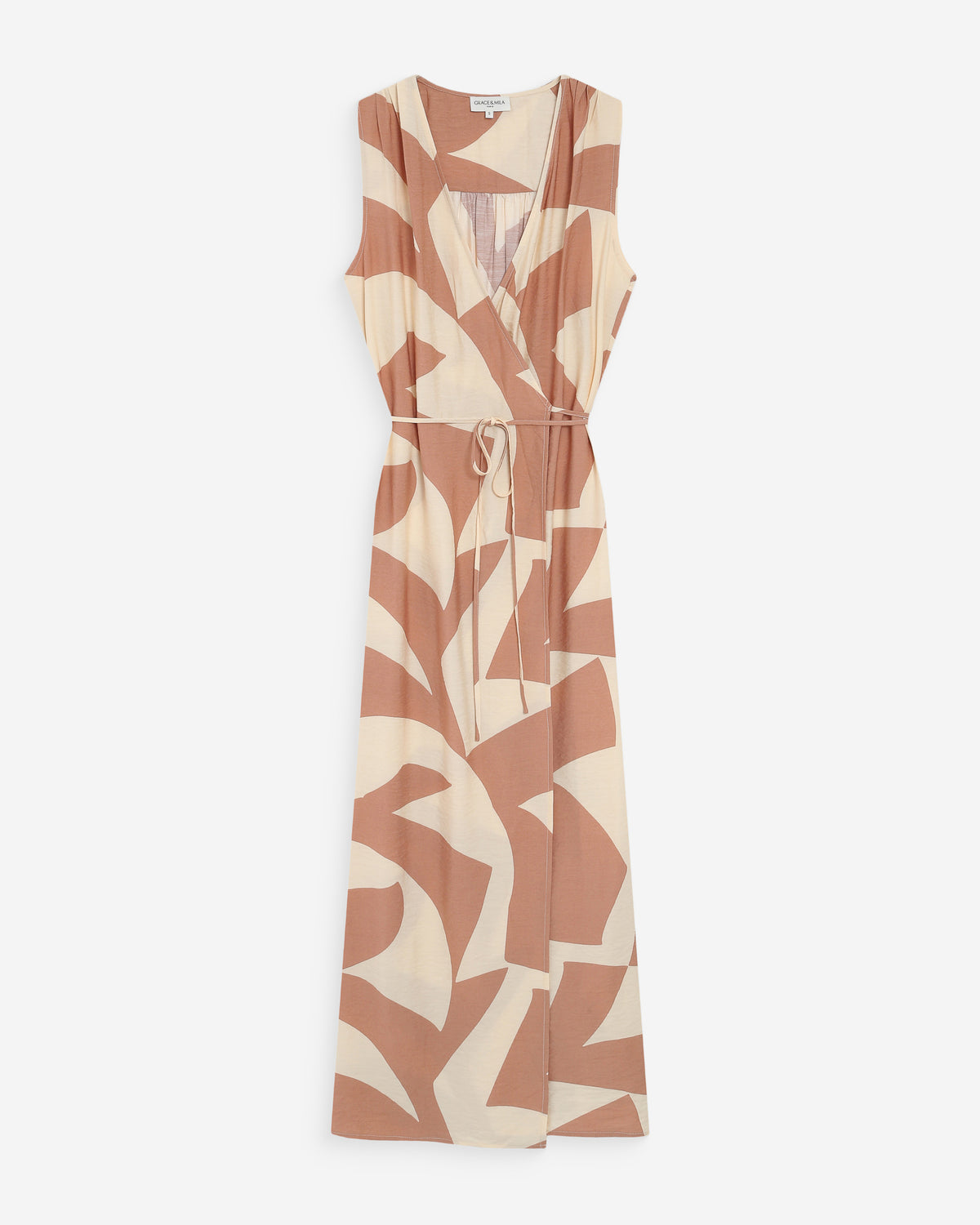 Robe portefeuille imprimé géométrique mocha Velline