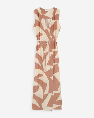 Robe portefeuille imprimé géométrique mocha Velline