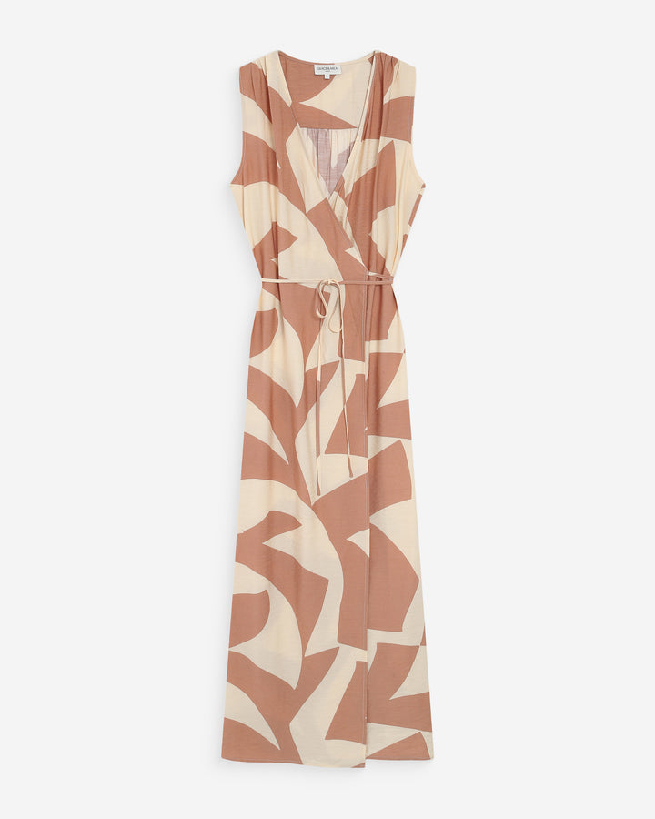 Robe portefeuille imprimé géométrique mocha Velline