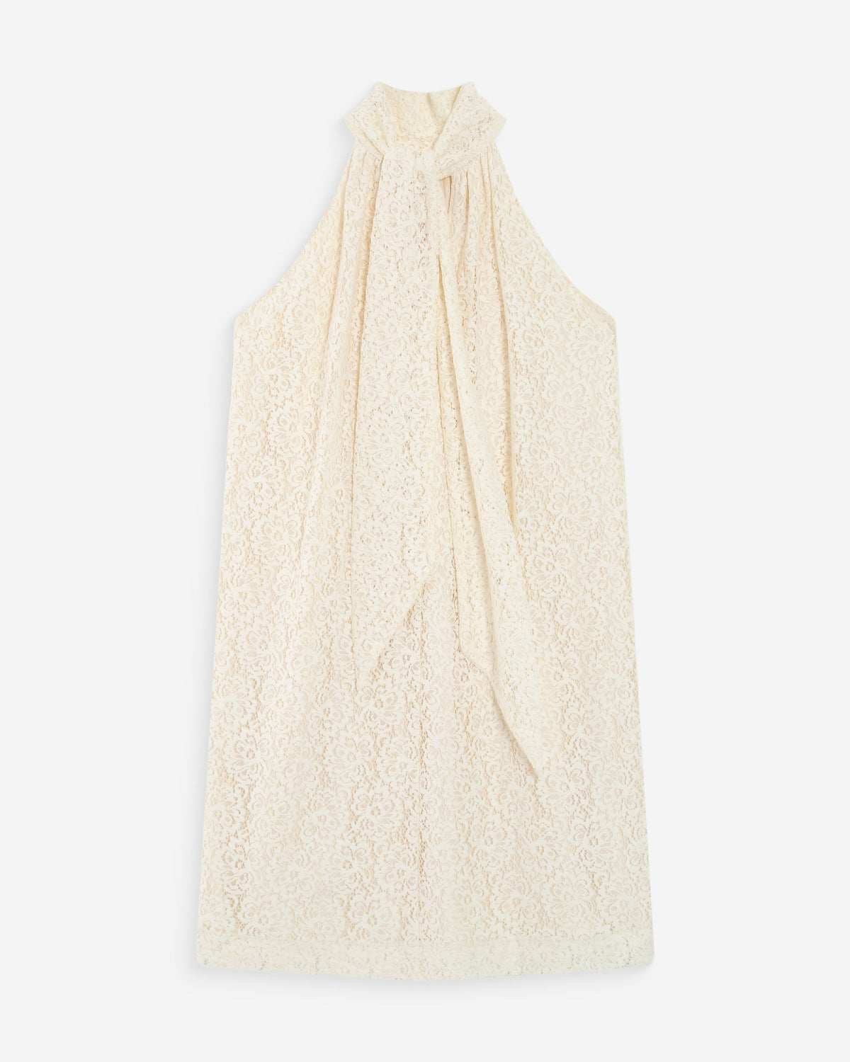 Robe courte sans manches en dentelle ecru Vasarely