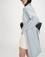 Striped belted short shirt dress bleuet Visery