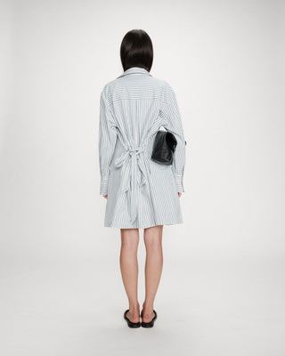 Robe chemise courte à rayures ceinturée bleuet Visery