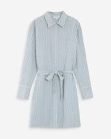 Striped belted short shirt dress bleuet Visery