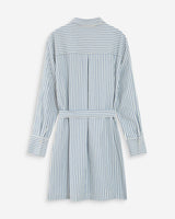 Striped belted short shirt dress bleuet Visery