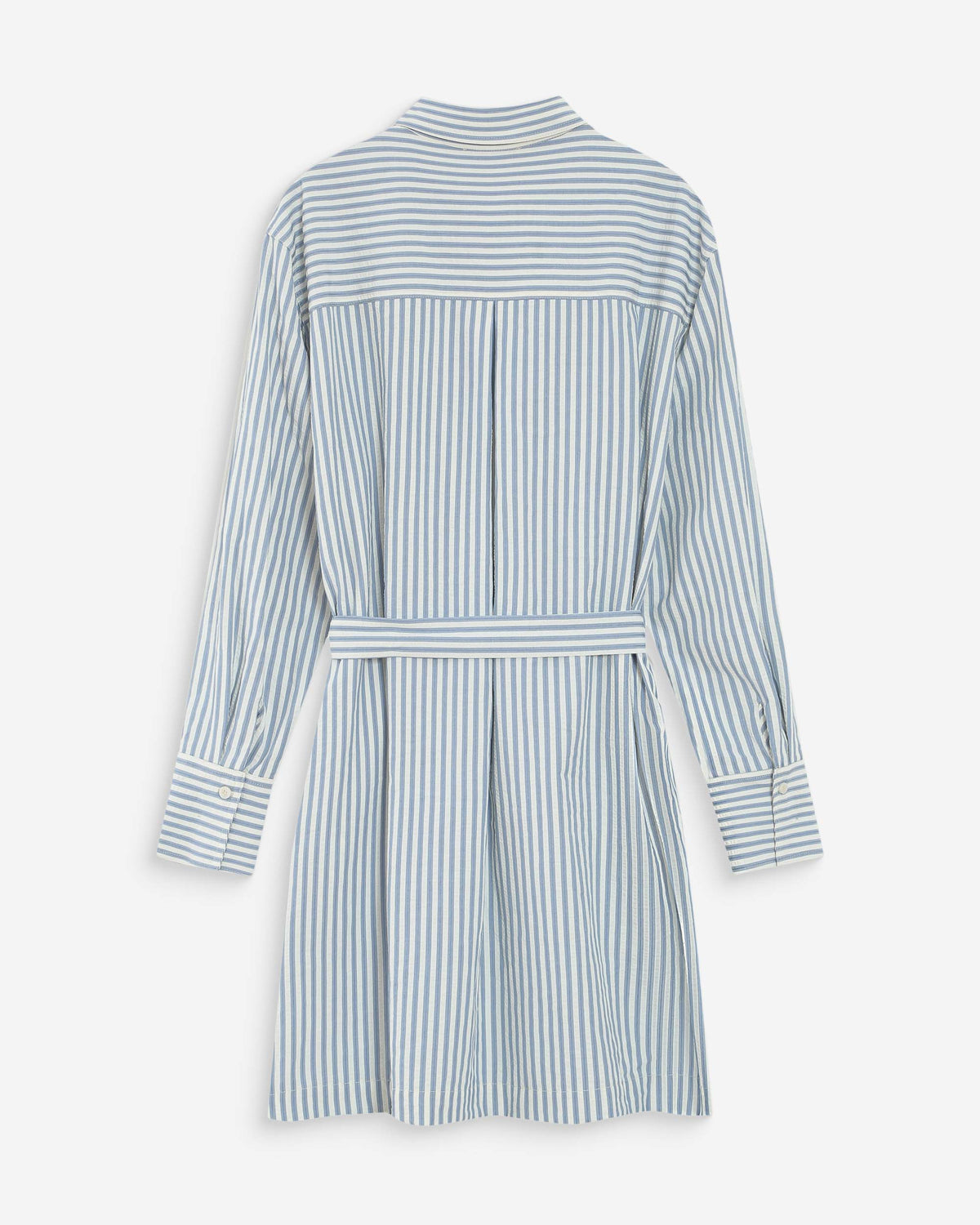 Striped belted short shirt dress bleuet Visery