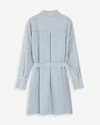 Robe chemise courte à rayures ceinturée bleuet Visery