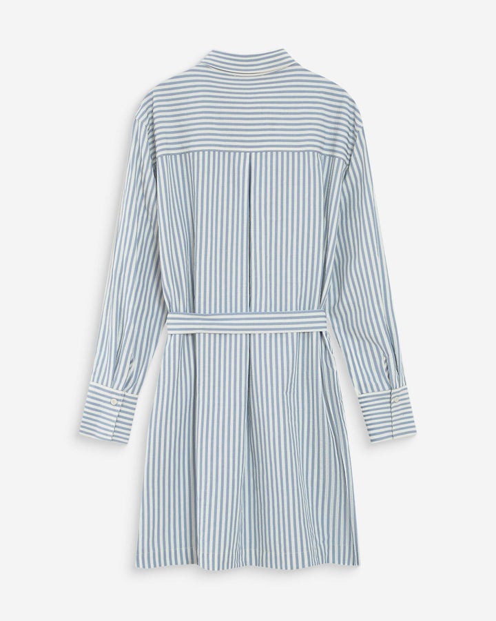 Striped belted short shirt dress bleuet Visery