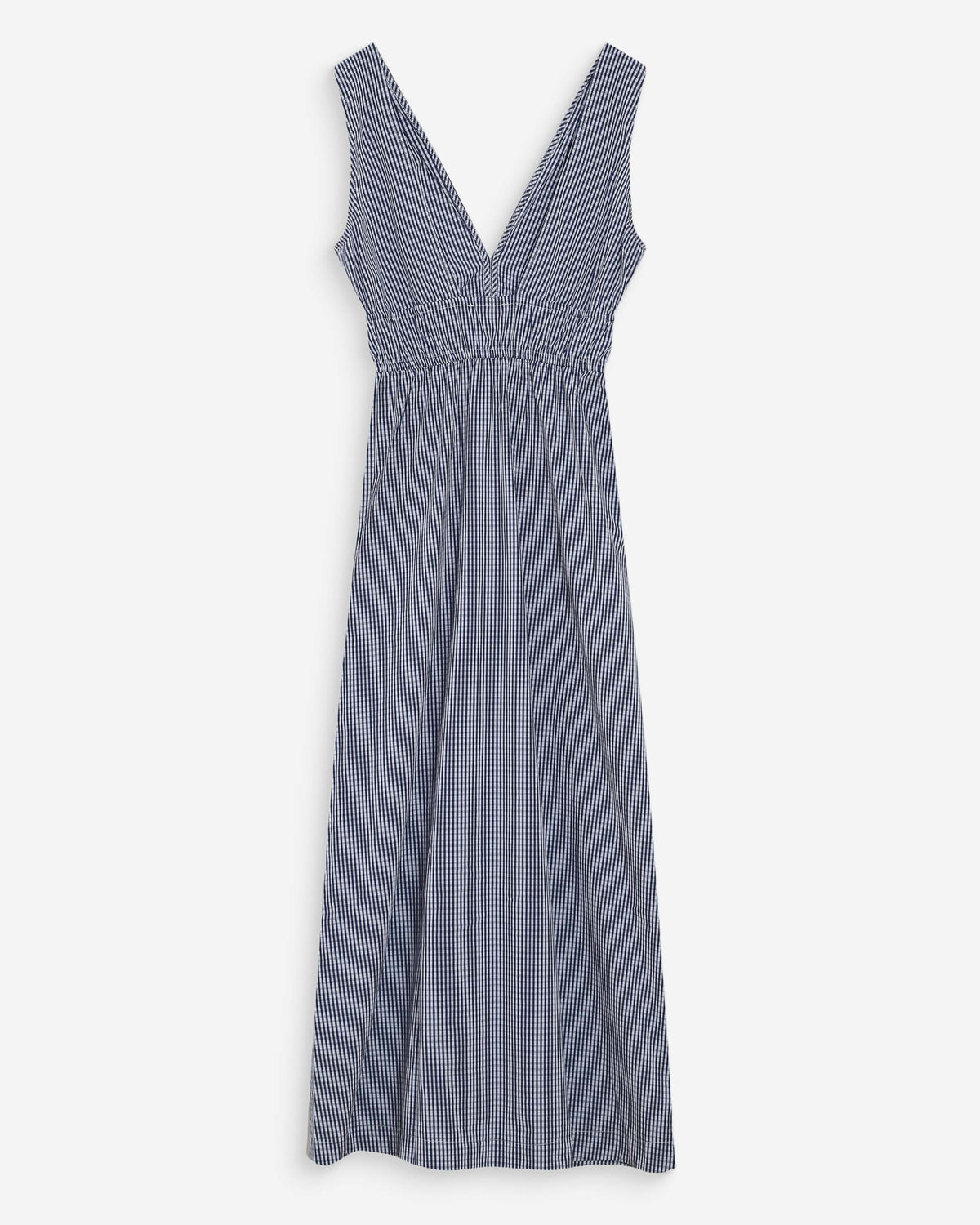 Cotton checked maxi V-neck dress marine Velmira