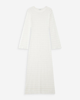 Robe longue en maille ajustée ecru Verdad
