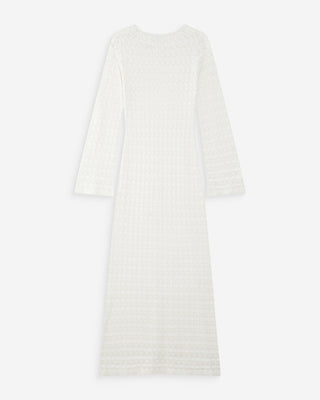 Robe longue en maille ajustée ecru Verdad