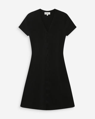 Robe courte en maille boutonnée col V noir Venezuela