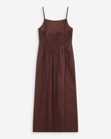 Fitted linen long dress with square neckline chocolat Veranys