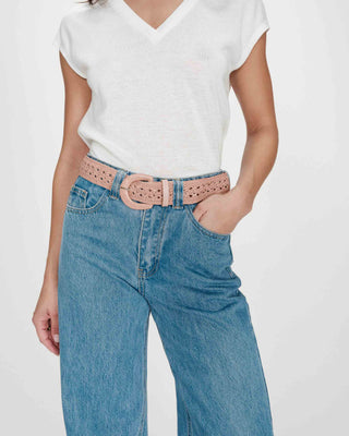 Ceinture tissée effet raphia boucle assortie blush Vallois