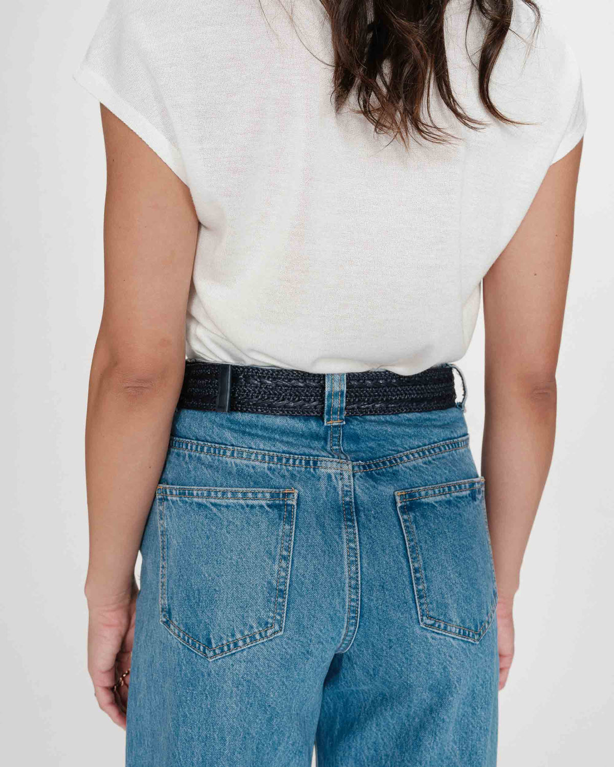 Woven raffia-effect belt with matching buckle marine Varelle