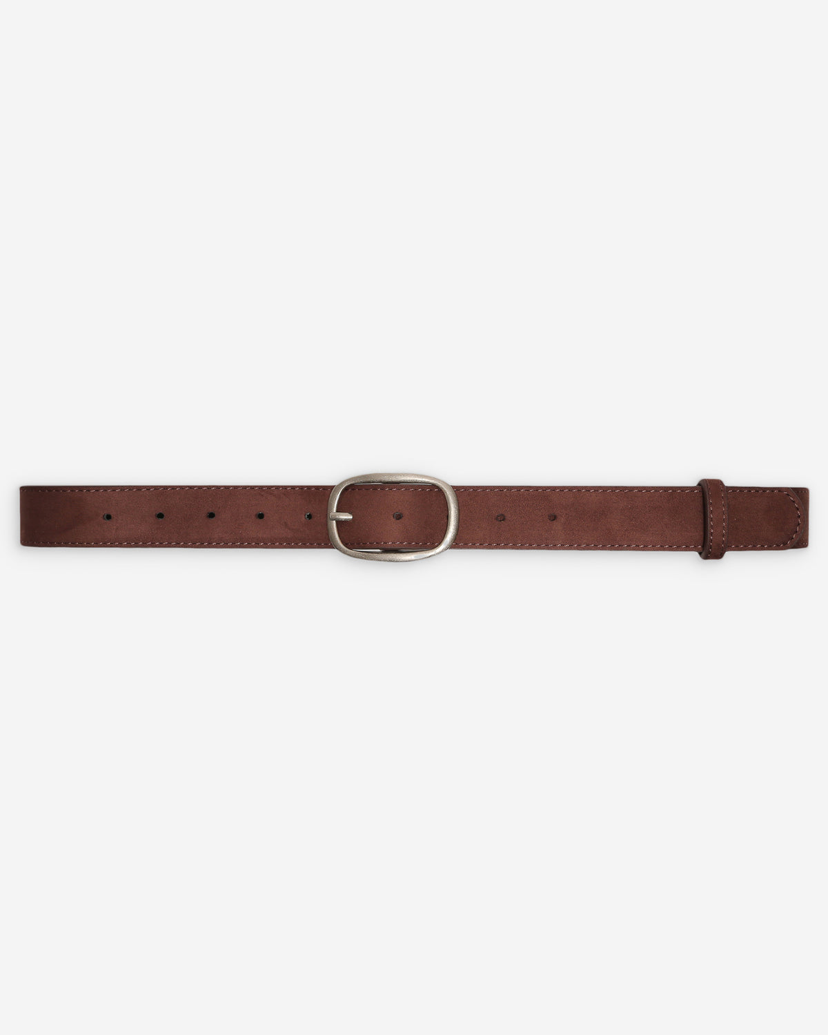 Ceinture en suède à boucle métal argenté chocolat Vikander