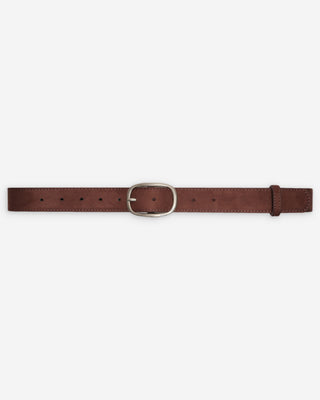 Ceinture en suède à boucle métal argenté chocolat Vikander