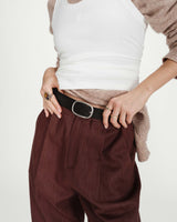 Suede belt with silver-tone metal buckle noir Vikander