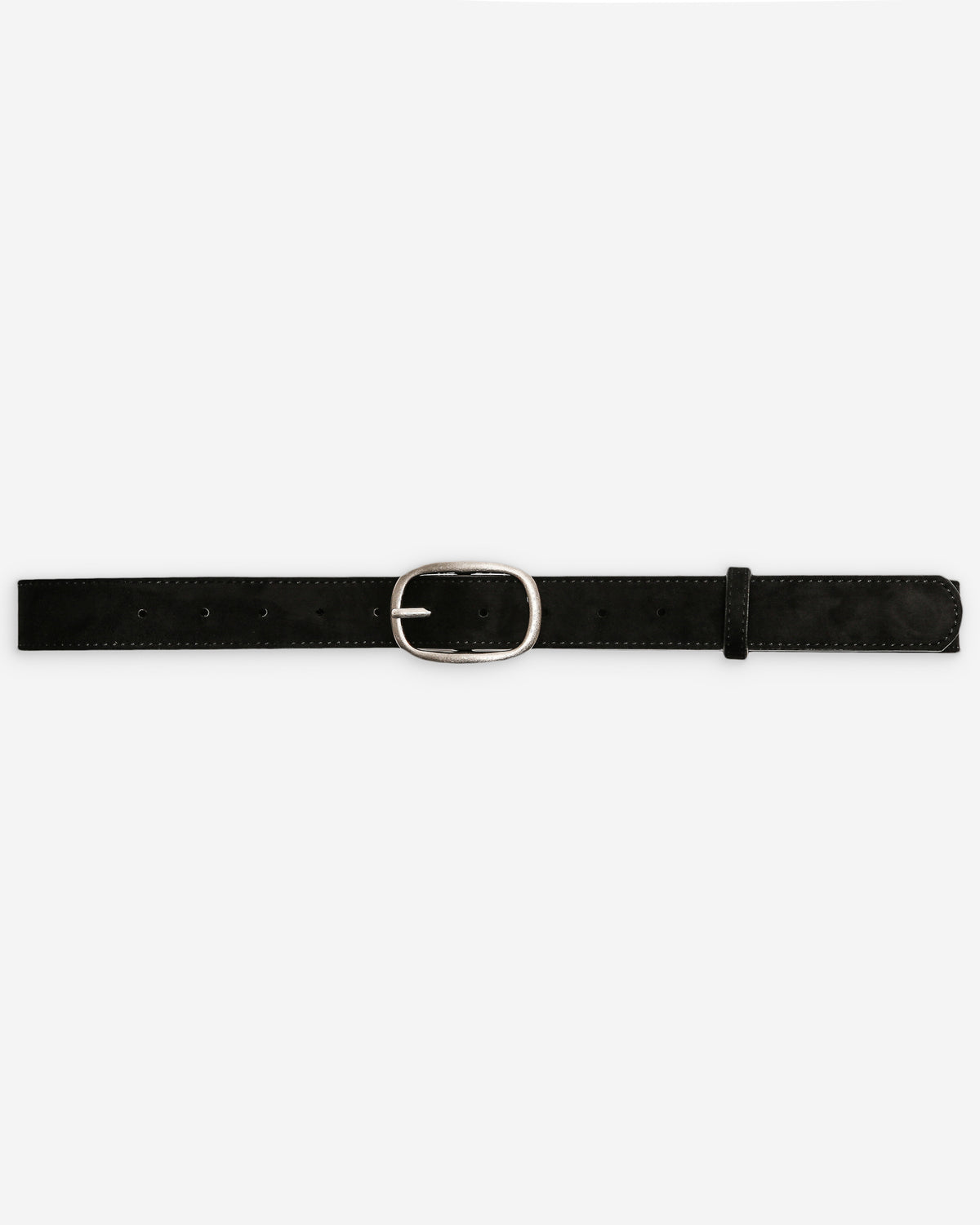 Suede belt with silver-tone metal buckle noir Vikander