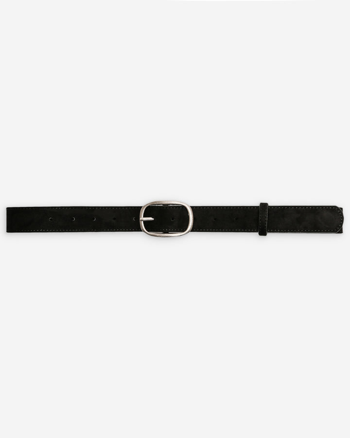 Suede belt with silver-tone metal buckle noir Vikander