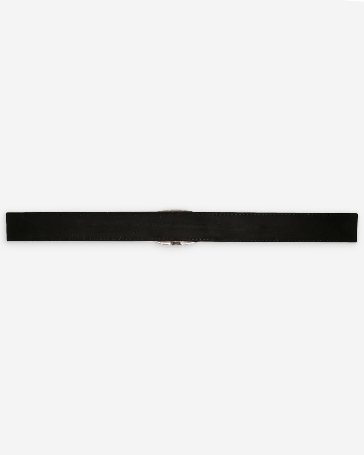 Suede belt with silver-tone metal buckle noir Vikander
