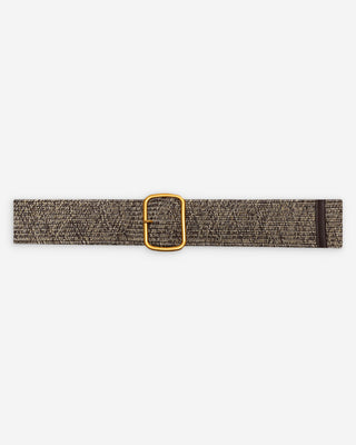 Ceinture tissée boucle carrée dorée chocolat Popcorn