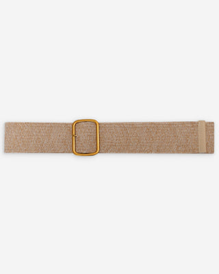 Ceinture tissée boucle carrée dorée ecru Popcorn