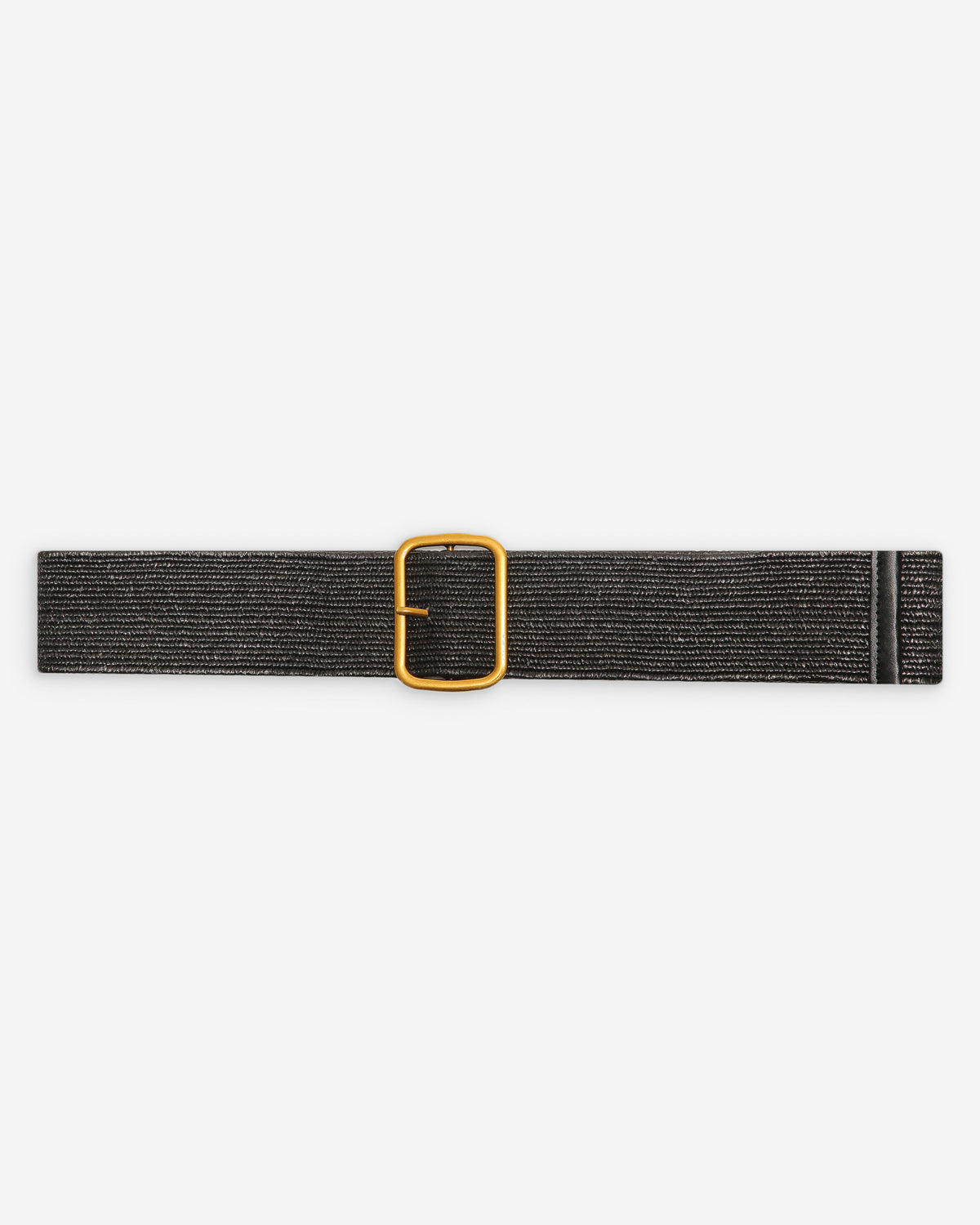 Ceinture tissée boucle carrée dorée noir Popcorn