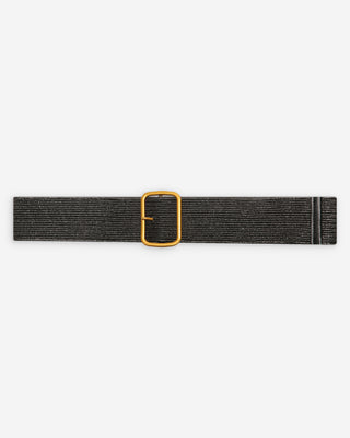 Ceinture tissée boucle carrée dorée noir Popcorn