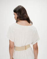 Ceinture tissée boucle carrée dorée sable Popcorn