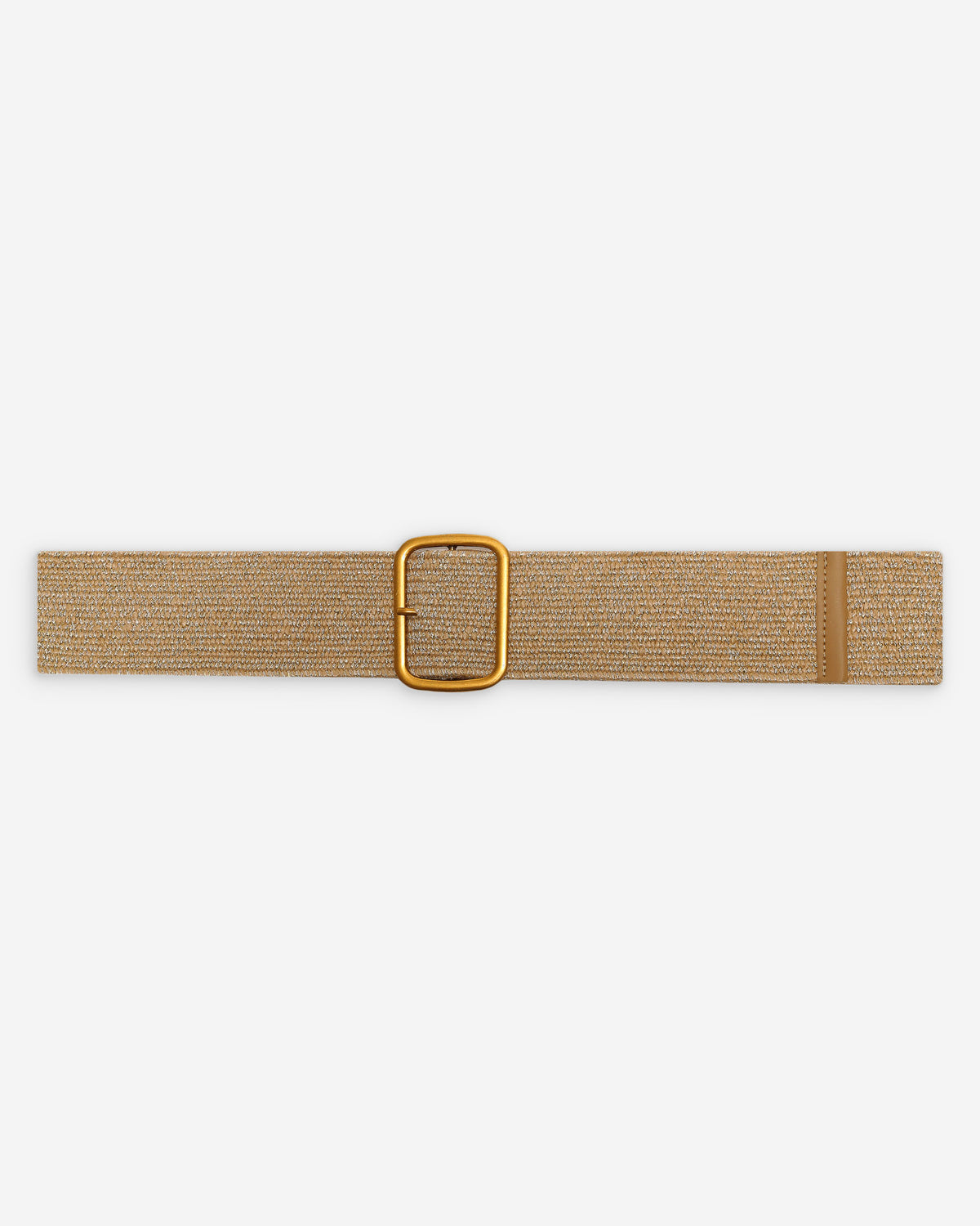Ceinture tissée boucle carrée dorée sable Popcorn