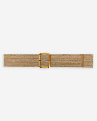 Ceinture tissée boucle carrée dorée sable Popcorn