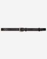 Ceinture en cuir tressée boucle argentée noir Villette
