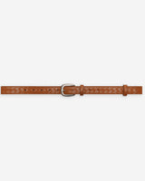 Braided leather belt with silver-tone buckle ocre Villette