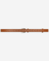 Braided leather belt with silver-tone buckle ocre Villette