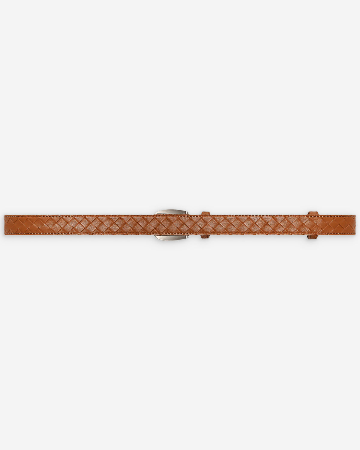 Braided leather belt with silver-tone buckle ocre Villette