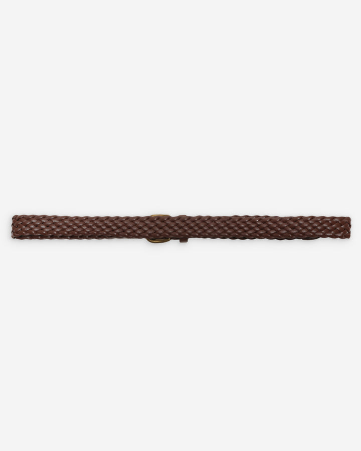Ceinture en cuir tressée boucle dorée chocolat Viona