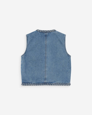 Veste sans manches en denim droite courte lightblue Verona