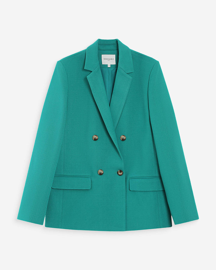 Double-breasted tailored blazer vert Parfaite