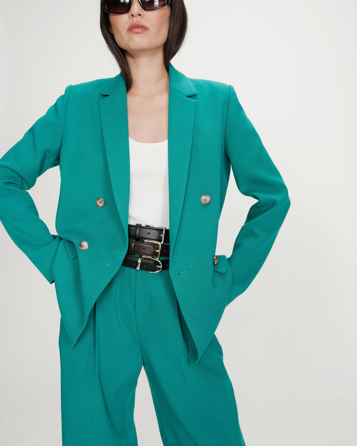 Double-breasted tailored blazer vert Parfaite