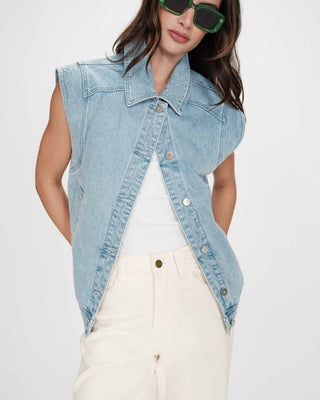 Veste sans manches en jean oversize skyblue Vallonia