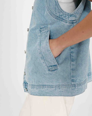 Veste sans manches en jean oversize skyblue Vallonia
