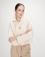 Cropped cotton buttoned jacket ecru Veronica