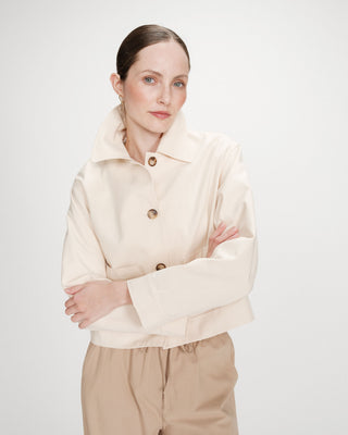 Cropped cotton buttoned jacket ecru Veronica