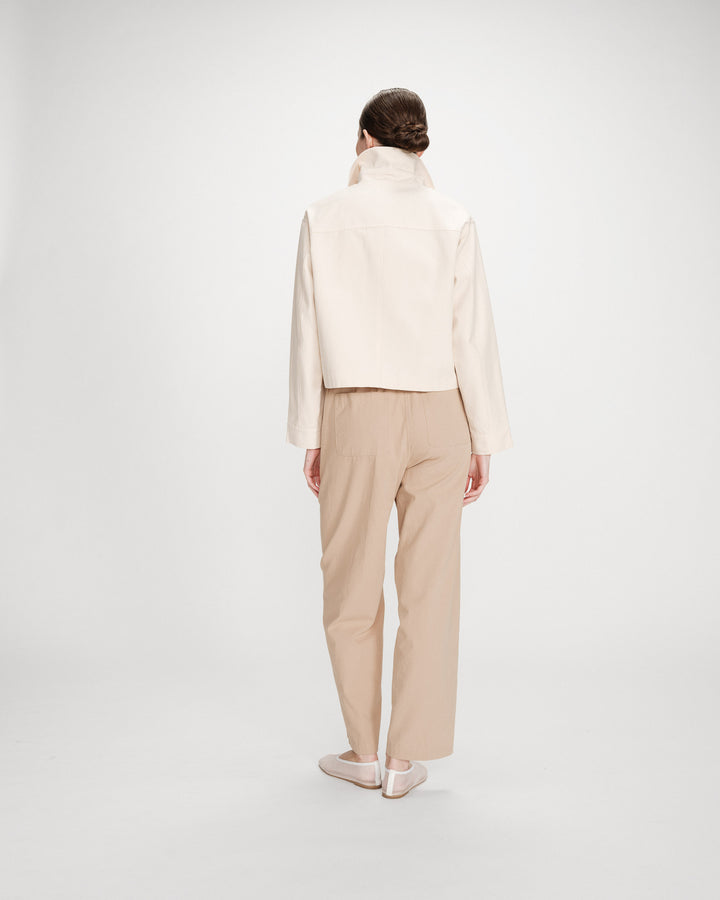 Cropped cotton buttoned jacket ecru Veronica