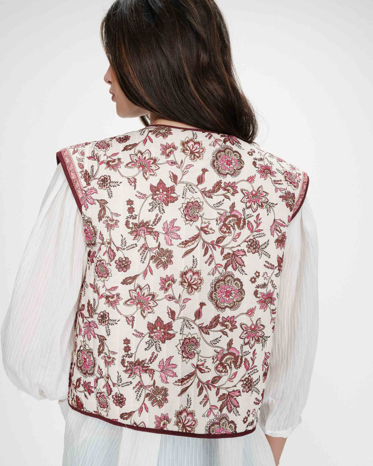 Veste matelassée en coton sans manches imprimée fleur Viola