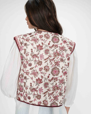Veste matelassée en coton sans manches imprimée fleur Viola