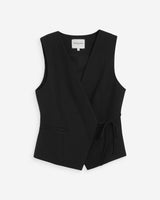Gilet croisé à nouer sans manches cintré noir Vilmont